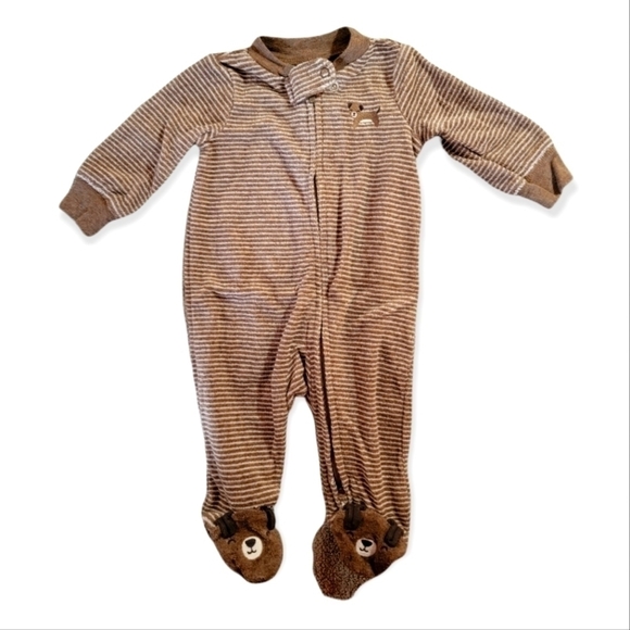 💥 3 for 25💥𝅺 NWOT Carter's Dog Striped Footed One Piece - Picture 1 of 1